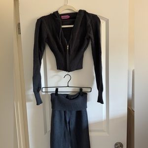 Edikted Plush Two Piece Navy Set
